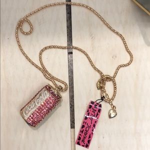 Pink and gold designer coke necklace